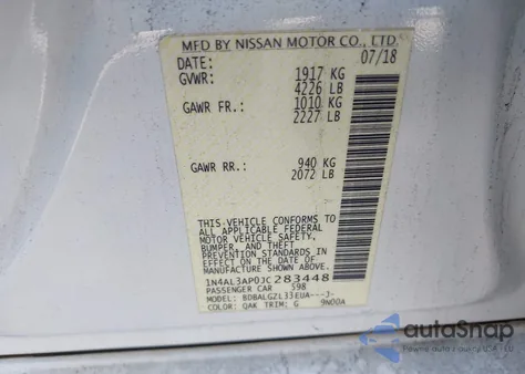 2018 Nissan Altima 2.5 S from USA, damaged, VIN 1N4AL3AP0JC283448